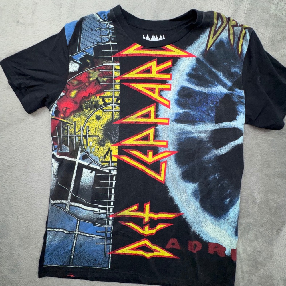 Def Leppard Graphic T-Shirt Mens L Black Excellent Hysteria Adrenalize Rock Tee